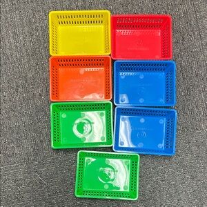 Colorful Plastic Storage Baskets - Yellow, Red, Orange, Blue, Green